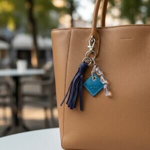 3/$25 - Blue Tassel Purse Charm Beaded Keychain Bag Accessory